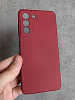 Силиконовый чехол для Samsung Galaxy S21 FE Бордовый микрофибра soft touch
