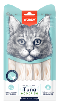 Ласощі Wanpy для котів з тунцем і тріскою  | Wanpy Tuna Codfish Creamy Treats 70 грам, фото 2