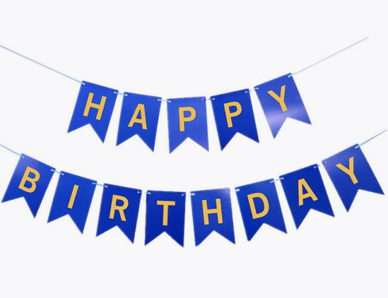 Прапорці паперові Happy Birthday | Синій
