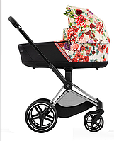 Коляска Cybex Priam 4.0 шасі Chrome Black + люлька Spring Blossom Light 2023 р.