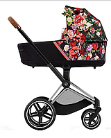 Коляска Cybex Priam 4.0 шасі Chrome Brown + люлька Spring Blossom Dark 2023 р.