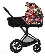 Коляска Cybex Priam 4.0 шасі Matt Black + люлька Spring Blossom Dark 2023 р.