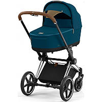 Коляска Cybex Priam 4.0 шасі Chrome Brown + люлька Mountain Blue 2023 р.