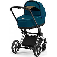 Коляска Cybex Priam 4.0 шасі Chrome Black + люлька Mountain Blue 2023 р.