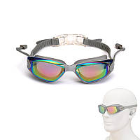Очки для плавания с берушами, защита от запотевания и УФ, KH76-A, серые