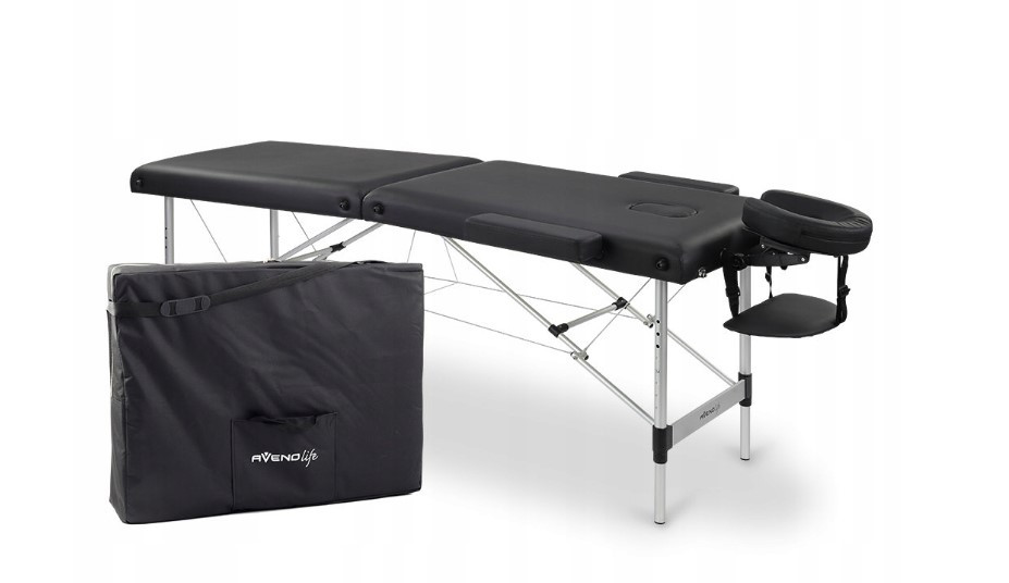 Масажний стіл Aveno Life чорний алюмінієвий