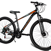 Горный велосипед 27.5 дюймов МТБ спортивный подростковый для взрослых Unicorn Fox 27 серо-оранжевый