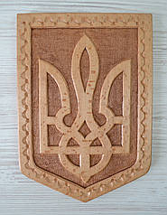Герб України дерев'яний настінний світлокоричневий 21см