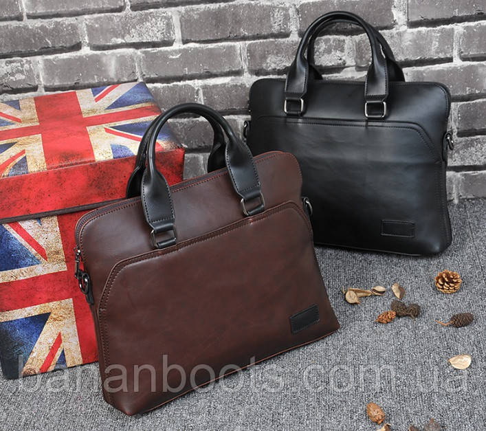 Сумка для документів А4 формат через плече, чоловічий діловий портфель, екошкіра А4 формат, фото 1