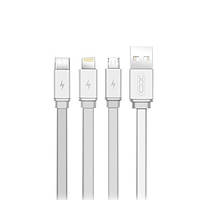 Кабель XO NB18 3in1 Lightning+Micro USB+Type-C 1m 2.4A White