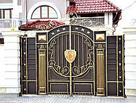 Кованые ворота с фамильным гербом. Супер качественная покраска "Hammerite"