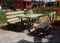 Кованый набор для сада. Садовая мебель. Стол и лавки для дачи.