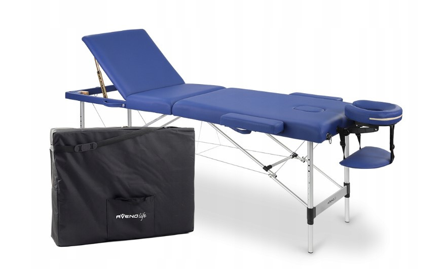Масажний стіл Aveno Life синій складний алюмінієвий