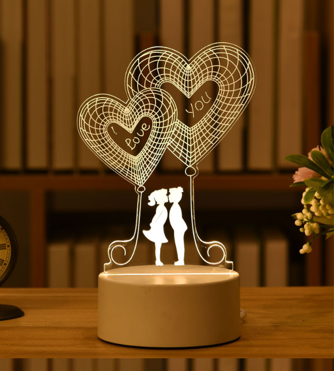 Світильник світлодіодний від usb, 3d нічник, лампа з сердечками I love you, фото 1