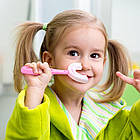 Дитяча U-подібна зубна щітка для дітей 6-12 років, 12см, Рожева / Силіконова зубна щітка-капа, фото 7