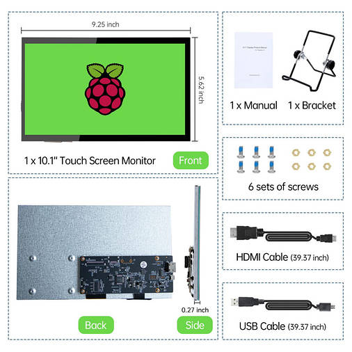 Сенсорний дисплей HAMTYSAN 10.1 for RASPBERRY PI, фото 2