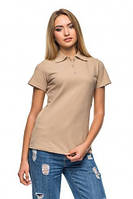 Женская бежевая футболка ПОЛО для персонала кафе или ресторана + можна ЛОГО ( дополнительно), футболка Поло