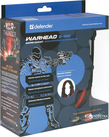 Ігрові дротові навушники Defender Warhead G-185 (Чорно-червоні), фото 2