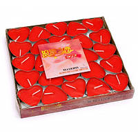 Свічки чайні червоні Сердечка 50 шт