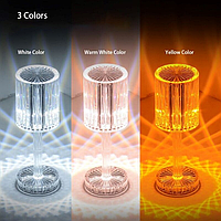 Настольная хрустальная лампа с сенсорным управлением 3 вида цветов | 3д ночник | Настольный светильник-ночник