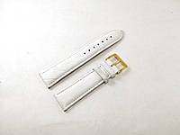 Кожаный ремешок для наручных часов 22 мм Nagata Spain белый текстурный с золотистой пряжкой