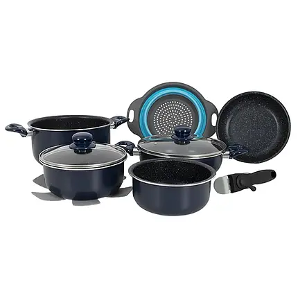 Набір посуду Gimex Cookware Set induction (Blue) | 9 предметів, стильний, для індукційних плит, фото 1