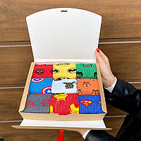 Набір прикольних підліткових шкарпеток із супергероями 36-41р 9 пар, прикольний подарунок