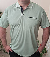 Поло мужское зелёное с рабочим карманом большого размера хлопок