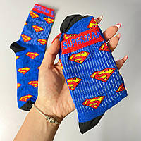 Жіночі шкарпетки якісні із супергероями "Superman" сині 36-41 р Підліткові шкарпетки