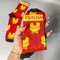 Женские носки качественные с супергероями "Ironman" красные 36-41 р Подростковые носки высокие