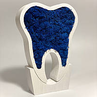 Декоративный зуб на подставке с мхом, подарок стоматологу, декор с логотипом, декор в стоматологию с мхом