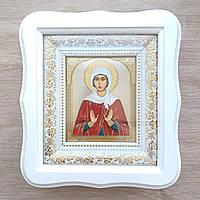 Ікона Ангеліна праведна свята, лик 10х12 см, у білому фігурному дерев'яному кіоті