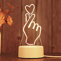 Светильник светодиодный от usb, 3d ночник, лампа Рука с сердечком