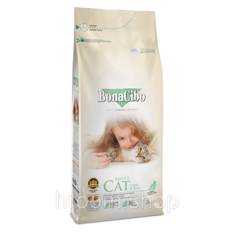 Корм для дорослих та вибагливих котів BonaCibo Adult Cat Lamb&Rice- 5 кг з ягням та рисом