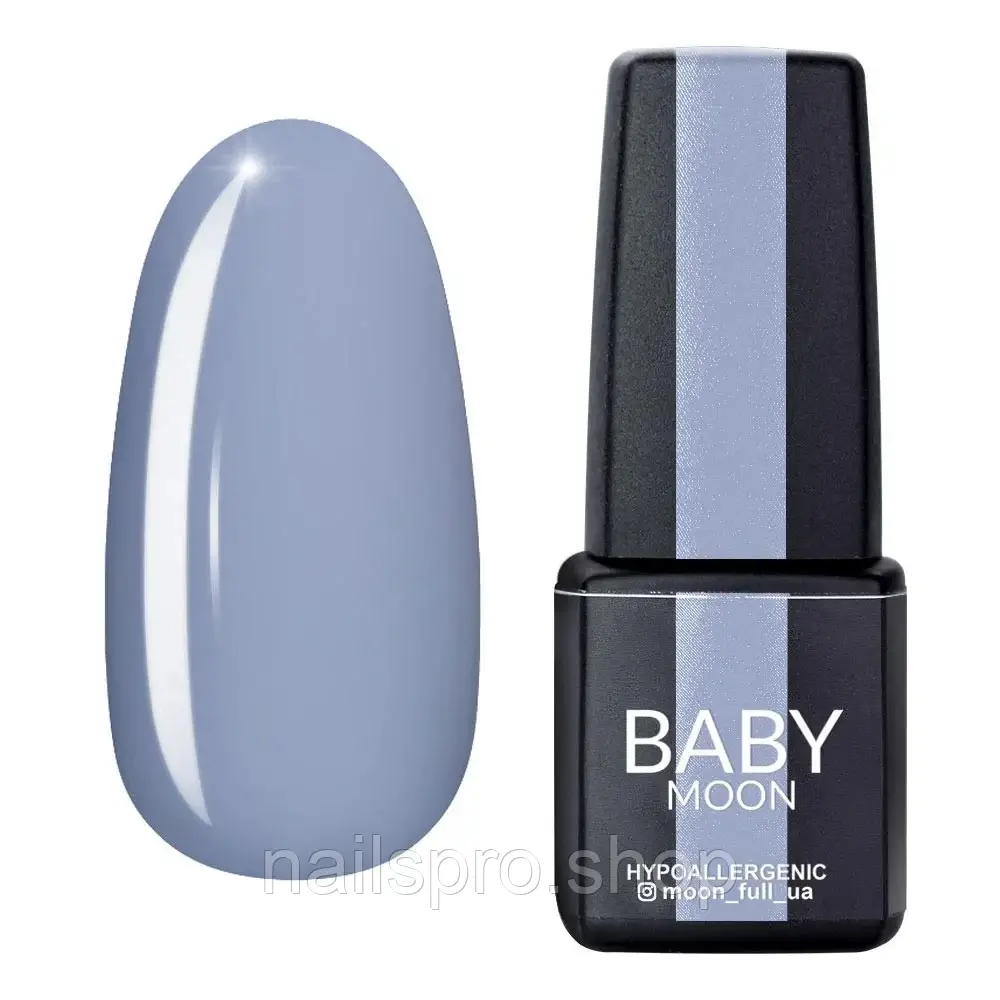Гель лак BABY Moon Cold Ocean №018 сіро-блакитний з фіолетовим відтінком, 6 мл