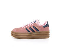 Жіночі кросівки на рожеві платформі Adidas Gazelle Bold. Замшеві кеди жіночі весна літо Адідас Газель, фото 3