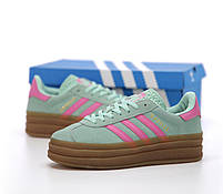 Жіночі кросівки на платформі м'ятні Adidas Gazelle Bold. Замшеві кеди жіночі весна літо Адідас Газель, фото 5