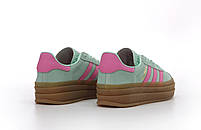 Жіночі кросівки на платформі м'ятні Adidas Gazelle Bold. Замшеві кеди жіночі весна літо Адідас Газель, фото 6