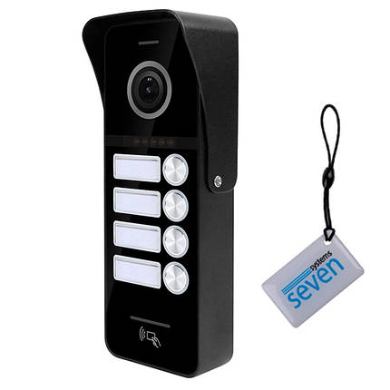 Виклична панель домофону з вбудованим зчитувачем карток SEVEN CP-7504/4 RFID black, фото 1