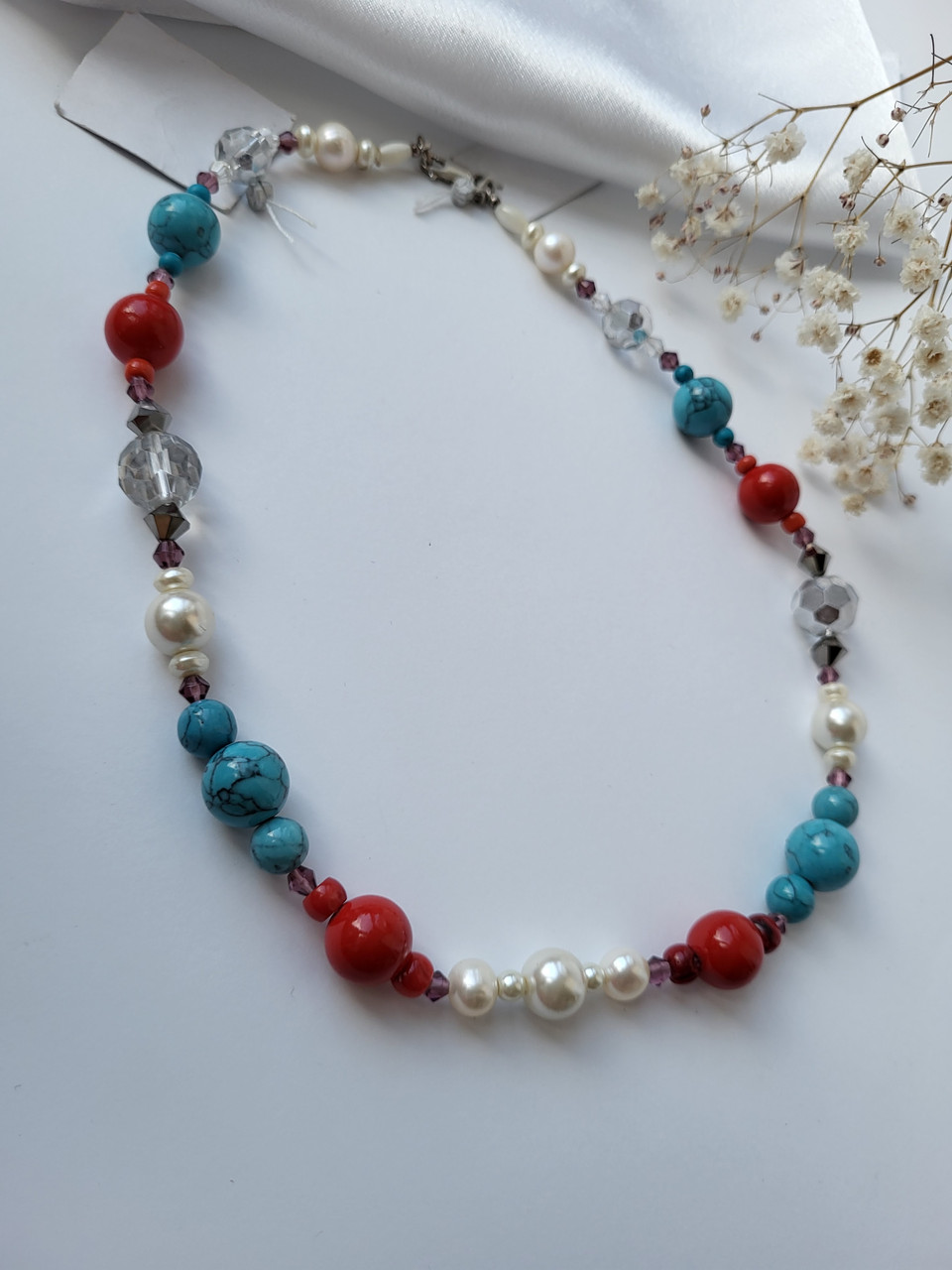 Бусы Из Бирюзы Жемчуга Коралла Горный Хрусталь Аметист 47 См — в ...