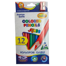 Олівці кольорові акварельні Class Jumbo 12 кольорів + точилка