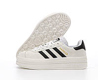 Кросівки жіночі на платформі білі Adidas Gazelle Bold. Замшеві кеди жіночі весна літо білі Адідас Газель, фото 7