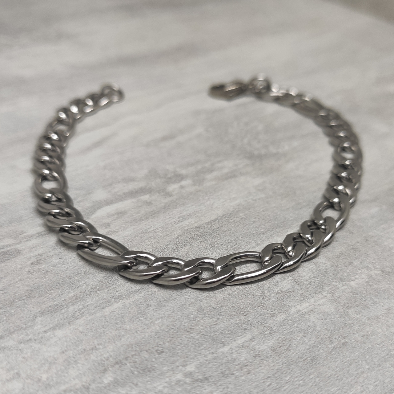 Чоловічий браслет з нержавіючої медичної сталі з ланцюжка "Фігаро" шириною 6 мм, фото 1