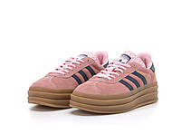 Adidas Gazelle Bold Женские кроссовки на платформе розовые Адидас Газель Замшевые кеды женские весна лето