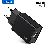 Сетевое зарядное устройство адаптер TOPK 10W / 5V / 2A Black