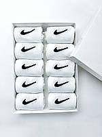 Бавовна Високі жіночі Шкарпетки Nike / найк - Білі - Подарунковий набір у коробці 10 пар
