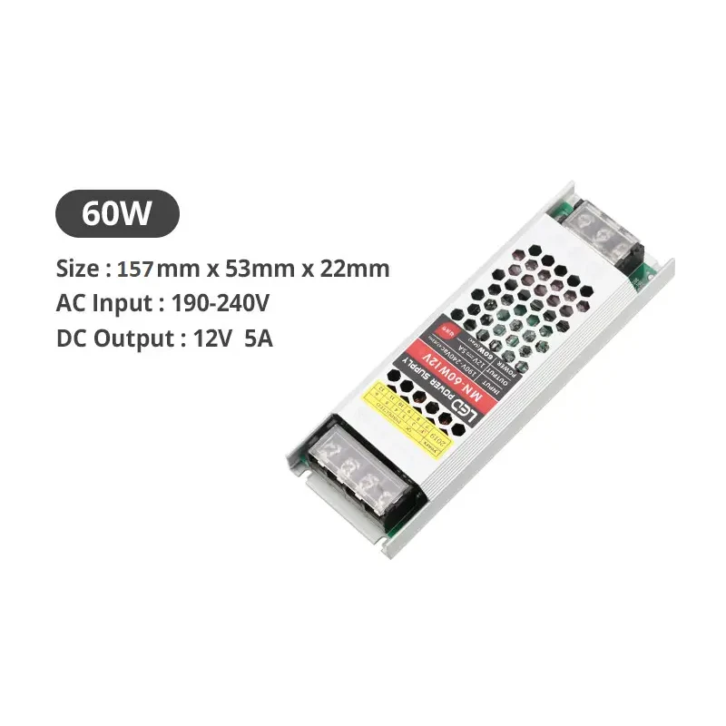 Блок живлення 12V 60W 5А IP20 MN-60-12