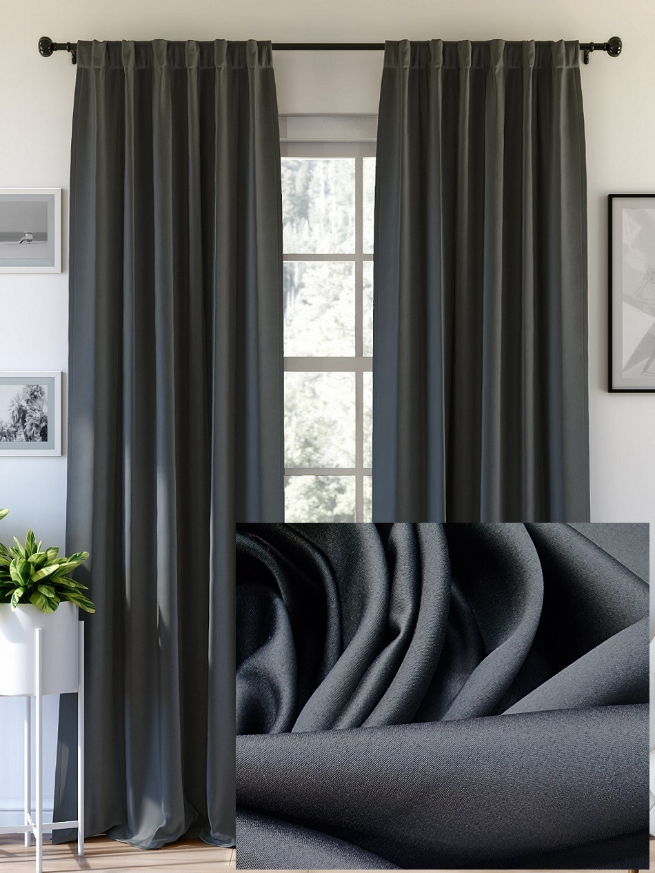 Готові Штори Блекаут "Амстердам" Графіт темний