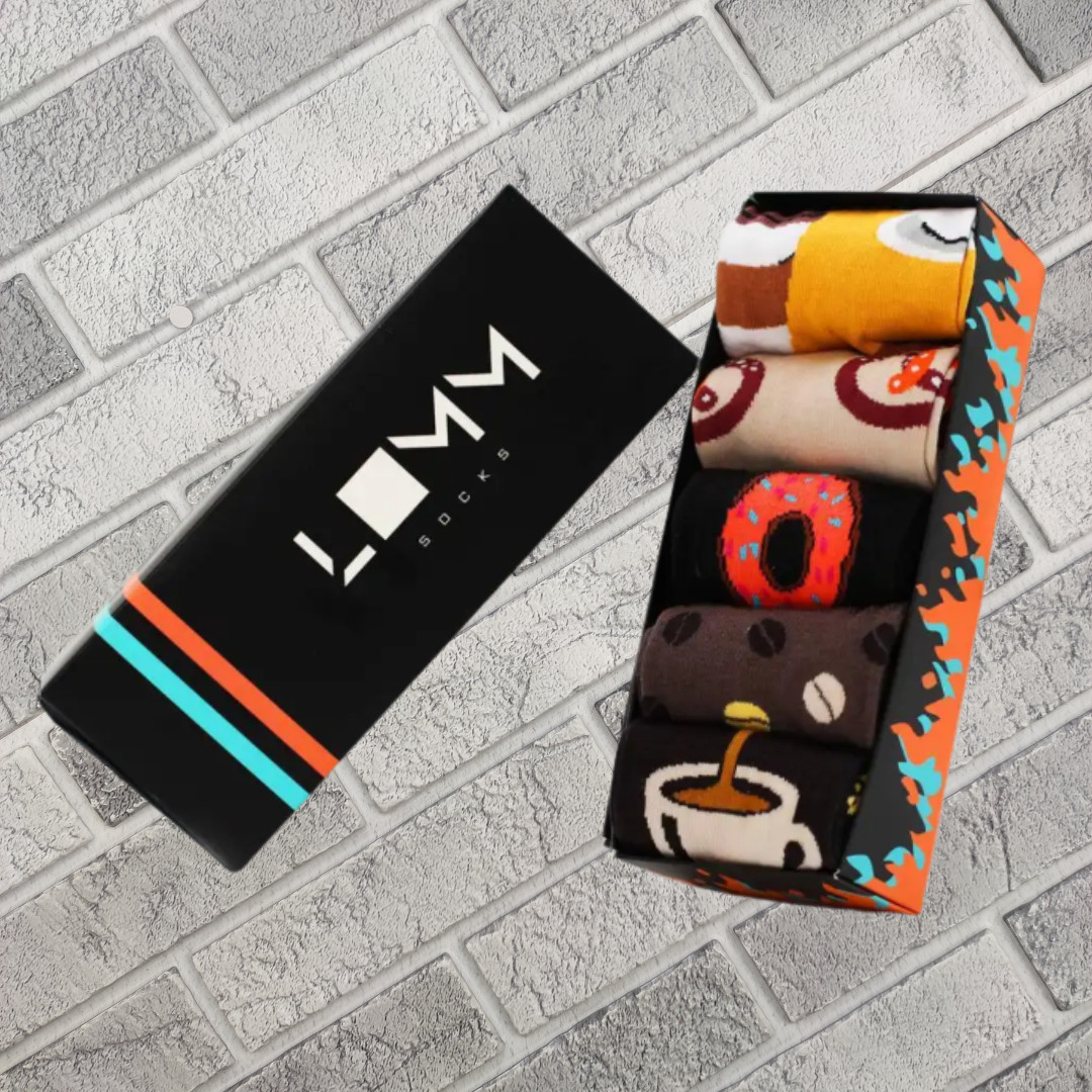 НАБІР ШКАРПЕТОК ONE SIZE ДЕМІСЕЗОННІ ВИСОКА ГУМКА У ПОДАРУНОЧНІЙ КОРОБЦІ (5 ПАР) №102 CENTRAL PERK COFFEE 30033673, фото 1