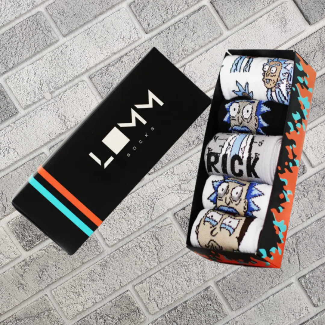 Набір шкарпеток ONE SIZE демісезонна висока резинка в подарунковій коробці (5 пар) №68 RIK TA MORTI dark BOX 30032950, фото 1